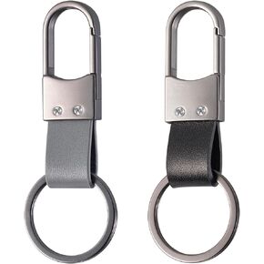 Leather Keychain Key Chains for Car Keys Ring Clip Keyring Chain Key Holder Organizer for Men and Women 2 PACK