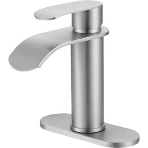 Waterfall Bathroom Faucet: WOWOW Black and Gold Modern Single Handle Bathroom Faucets for 1 or 3 Hole Bathroom Sink Faucet Mixer Tap Washbasin Faucet with Deck, Pop-up Drain and Supply Hoses