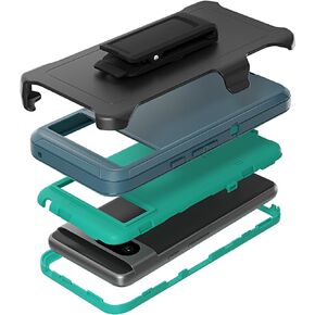 Compatible with Google Pixel 8 Pro Case, with Belt Clip Holster Heavy Duty Rugged Shockproof Full Body Protection Kickstand Phone case for Google Pixel 8 Pro 6.7-inch (Google Pixel 8 Pro, Dark Green)