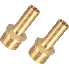 SING F LTD 2 Pcs 1/4inch/6mm Brass Barbed Hose Fitting Coupler Connector With 1/4 Inch Male BSP Thread Pipe Nipple Fitting For Air Water Fuel Oil Gas