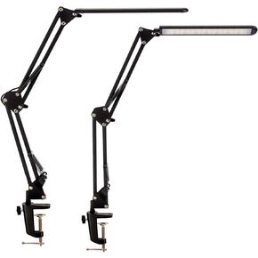 LED Desk Lamp,Eye-Caring Metal Swing Arm Desk Lamp with Clamp,10 Dimmable Brightness 3 Light Modes Reading Lamp,Desk Light for Home Office(2 Pack)