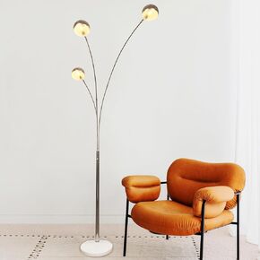 Depuley Industrial Floor Lamp for Living Room, 3-Light Farmhouse Tree Floor Lamp, Rustic Standing LED Lamp with Amber Glass Shade, Black Pole Tall Floor Light for Office, Bedroom (E26 Bulbs Included)