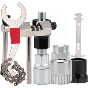 مجموعة أدوات إصلاح الدراجات مكونة من 5 قطع ومستخرج عجلة كرنك وسلسلة ومزيل لدواسة ركوب الدراجات في الهواء الطلق وأداة سحب لمحور الدراجة الجبلية، باللون الأسود in Kuwait