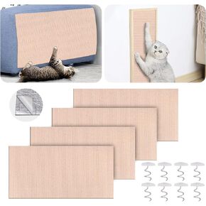 Mity rain 4PCS Cat Scratch Furniture Protector Mats 23.6“X11.8"Trimmable Self-Adhesive Cat Scratch Pads with 8PCS Furniture Nails Cat Couch Protector Mat for Pet Furniture DIY Dark Gray