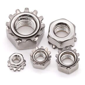 #6-32 (50 pcs) K-Lock Nuts with External Tooth Lock Washer, 304 Stainless Steel 18-8