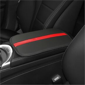 Leather Car Center Console Cover,Striped Patchwork Car Armrest Cover for Protecting Car Armrest Box & Car Decorations,Universal Car Accessories Interior Fits Cars,SUVs,Trucks (Black/Blue) in Kuwait