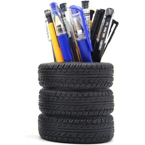 Mikily's Tire-shaped pen holder creative desktop storage tools black plastic desktop ornaments