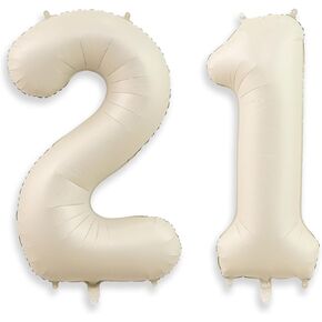 40 Inch Cream White 0 Balloon Numbers, Large Number 0 Balloon Foil Helium Number Balloons, Big Mylar Birthday Balloons for Boys Girls Birthday Party Decorations Anniversary Party Supplies