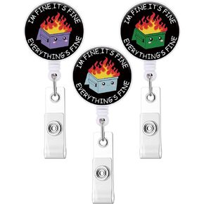 Badge Reel,Retractable Badge Holders with Swivel Belt Clip, Name ID Badge Clips Keychain for Office Worker Doctor Nurse Employee(3P Cute Elephant)