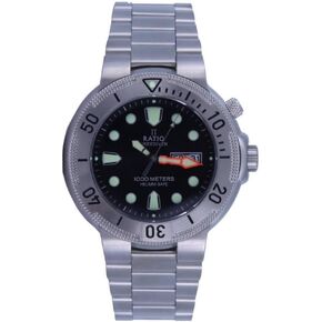 RATIO FreeDiver ساعة غوص ياقوت كريستال ستانلس ستيل كوارتز غواص ساعة 1000 متر مقاومة للماء ساعة غوص للرجال in Kuwait