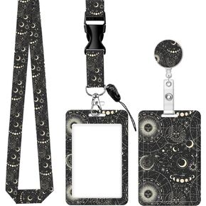 ID Badge Holder with Retractable Badge Reel Clip and Lanyard, Cute Card Name Tag Lanyard Vertical ID Protector Bage Clips for Nurse Doctor Teacher Student (Cute Pink Flowers)