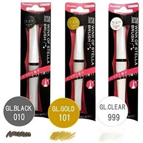 Zig Wink of Stella Brush,(No010 Glitter Black) & (No101 Glitter Gold) & (No999 Glitter Clear) Color 3pcs -Value Set