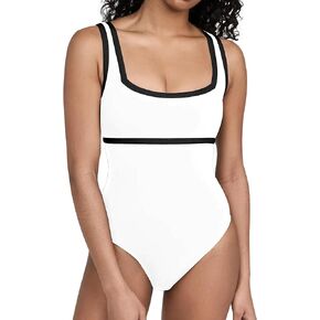 Color Block One Piece Swimsuit for Women Tummy Control Bathing Suits Full Coverage Bottom Athletic Sporty Swimwear