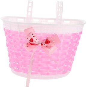 Bike Woven Baskets Girl Bikes Bike Front Basket Storage Basket Wicker Basket Fruit Basket Child Dog Cage Steel Wire Pink Wicker Storage Basket