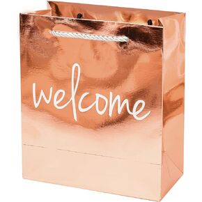 Crisky Welcome Kraft Gold Gift Bags for Wedding Hotel Guests, Birthday, Baby Shower, Party Favors, Set of 25