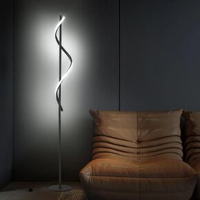 Floor Lamp, LED Modern Floor Lamps for Living Room, 63"-3-Color-2500LM-40W Remote Dimmable Control Standing Lamp, Spiral Black Floor Lamp for Living Room Bedroom Office, Children's Room.