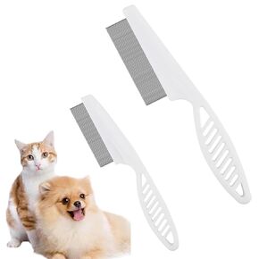 2 Pcs Pet Hair Comb, Multifunctional Pet Hair Comb Flea and Tear Stain Removal, 2 in 1 New Dog Combs Tooth Stainless Cat Comb for Grooming and Dehairing Face and Paws, Magic Pets Grooming Comb Kit