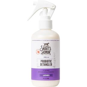 Skout’s Honor: Probiotic Detangler With Avocado Oil Hydrates and Deodorizes Fur, Supports Pet’s Natural Defenses, PH-Balanced, Sulfate Free - Lavender 8 oz.