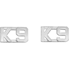 Smith & Warren 1/2" K 9 Letter Collar Brass Rank Insignia Silver Finish Police or Fire Uniform Pin