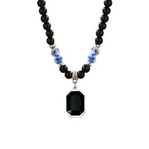 Natural Stone Bead Necklaces Tiger Eye Stone Beads Necklace for Men Charm Choker Neck Chain Fashion Men and Women Handmade Jewelry (Grey)