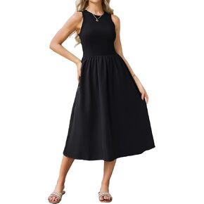 GRACE KARIN Womens Summer Dress Sleeveless Tank Dress Boho Casual Beach Vacation A Line Midi Dress with Pockets