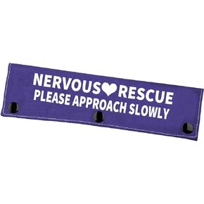 Zuo Bao Dog Leash Sleeve (Nervous Rescue Approach Slowly) - Polyester, 22cm x 6cm, Fits Most Standard Leashes, Double-Sided Print, Visual Cue for Anxious or Trained Dogs