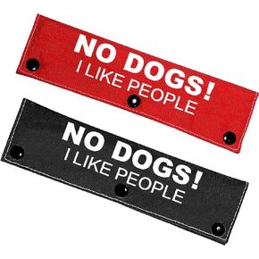 No Dogs I Like People 2 Set Funny Red and Black Dog Leash Sleeve Wrap -Hanging ID Patch Tag - Pet Birthday Gift - Gift for Dog Owner and Lover in Kuwait