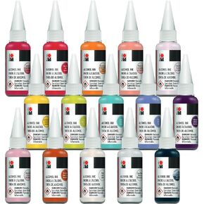 مجموعة حبر كحول مارابو - مجموعة حبر كحول 15 لونًا، أحبار 20 مل - حبر كحول أساسي ومعدني لفن راتنجات الإيبوكسي والأكواب وأطباق بيتري وورق طلاء الكحول والأكواب وصبغة الراتنج - إصدار 2021 in Kuwait