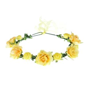 June Bloomy Rose Flower Headband Women Floral Crown Wreath Photo Prop (Purple)
