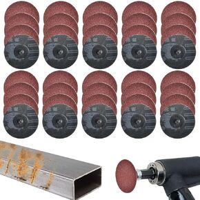50 Pcs 3 inch Sanding Discs, 80 Grit Grinding Pads, R-Type Roll Lock Sandpaper Discs, Quick Change Grinding Pad for Die Grinder Surface Polish Burr Rust Paint Removal Use