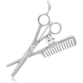 Scissor and Comb Brooch Hair Stylist Brooch Pin Brooches Hairdresser for Women Men Children