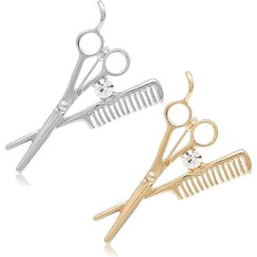 Scissor and Comb Brooch Hair Stylist Brooch Pin Brooches Hairdresser for Women Men Children