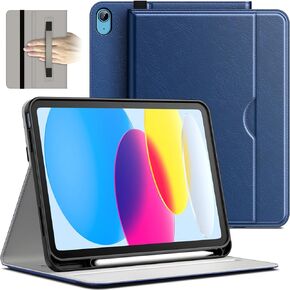JETech Case for iPad 10 (10.9-Inch, 2022 Model, 10th Generation), PU Leather Business Folio Protective Tablet Cover with Pencil Holder & Pocket, Multi-Angle Viewing (Black)