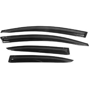 Tape on Outside Mount Window Visor Compatible with 2012-2015 Honda Civic Sedan, Slim Style Acrylic Smoke Tinted & Semi-Transparent Sun Rain Wind Guards Shield Vent by IKON MOTORSPORTS, 2013 2014