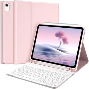 TQQ iPad Air 11-inch (M2) 2024/ iPad Air 5th/4th Generation Case with Keyboard - Rechargeable Bluetooth Keyboard, Pencil Holder, for New iPad Air 11-inch (M2) 2024 /iPad Air 10.9 inch, Pink