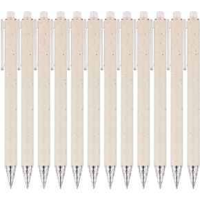 Gel Pens for Note Taking 12PCS RIANCY Black Ink Fine Point Pen Black Gel Pens Quick Dry Ink 0.5mm Smooth Writing Pen for Home Office Art Back to School Supplies (Cream)