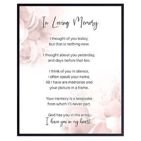 In Loving Memory Gifts - In Memory of Loved One Gifts - Uplifting Inspirational Positive Quotes Wall Art Decor - Bereavement Gifts - Memorial Gifts - Dog Pet Cat Remembrance Gifts- Encouragement Gifts