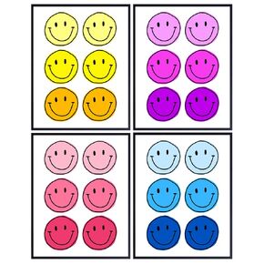 Pop art Smiley Face Decorations - Preppy Room Decor for Girls - VSCO Wall Decor Aesthetic - Minimalism Mid Century Modern art Home Decor for Women - Trendy Wall Art College Dorm Room Decor Poster Set