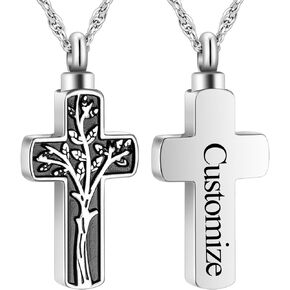 abooxiu Urn Necklace for Ashes Cross Ashes Necklace Stainless Steel Cremation JewelryNecklace for Ashes Memorial Ashes Holder for Women Men
