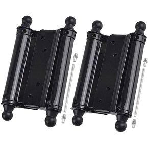 TamBee 6inch Double Action Hinge Saloon Door Hinges Swinging Door Hinge Heavy Duty Self Closing Black Steel Hinges with Screws