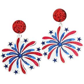 Beer Earrings Colorful Star Fireworks Wooden Independence Day Dangle Earrings American Flag 4th July Patriotic Earrings For Women Girls Jewelry in Kuwait
