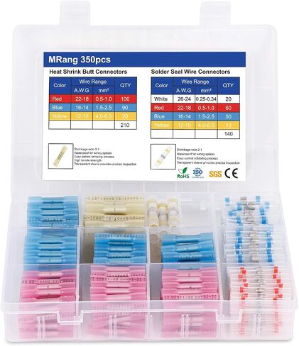 350PCS Solder Seal Wire Connectors Heat Shrink Wire Connectors Waterproof Insulated Electrical Terminals Kit Insulated Automotive Marine Electrical Wire Terminals in Saudi Arabia