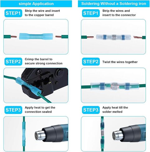 350PCS Solder Seal Wire Connectors Heat Shrink Wire Connectors Waterproof Insulated Electrical Terminals Kit Insulated Automotive Marine Electrical Wire Terminals in Saudi Arabia