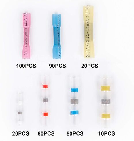 350PCS Solder Seal Wire Connectors Heat Shrink Wire Connectors Waterproof Insulated Electrical Terminals Kit Insulated Automotive Marine Electrical Wire Terminals in Saudi Arabia