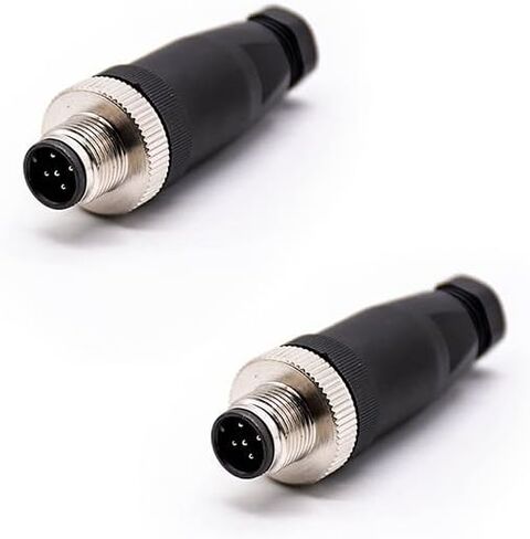2 Pcs M12 Connector 5 pin Male A-Code Field Installable Screw Termination Unshield, Field Assembly Wireable Connector Straight Male Assemble Type Plug Unshiled IP67 Industrial Sensor Plug Adapter in Saudi Arabia