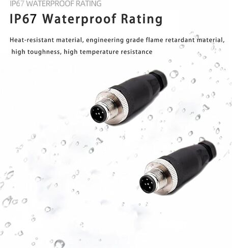 2 Pcs M12 Connector 5 pin Male A-Code Field Installable Screw Termination Unshield, Field Assembly Wireable Connector Straight Male Assemble Type Plug Unshiled IP67 Industrial Sensor Plug Adapter in Saudi Arabia