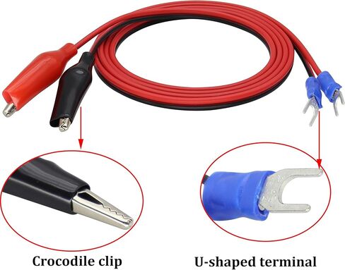 Alligator Clip Plug to U Type Terminal Cable Fork Ring Terminals Plug Cable Alligator Clip Power Charging to U Fork Ring Terminal Cable Clip to 2-4Smm Test Cable [1m/3.3FT/2Pack] in Kuwait