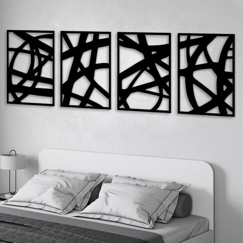 Vofstand Black Metal Abstract Wall Art - Bedroom Wall Decor Minimalist Wall Decor for Living Room Bedroom Decor 3D Textured Sculptures for Home Wall Art Hanging Wall Decor in Saudi Arabia
