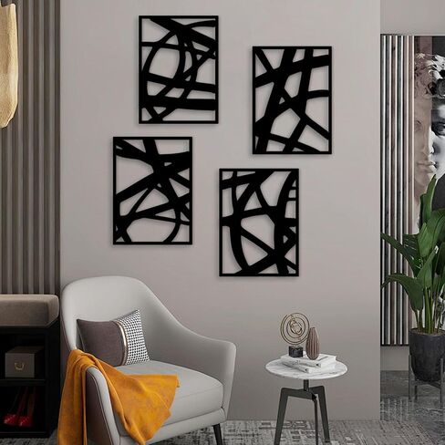 Vofstand Black Metal Abstract Wall Art - Bedroom Wall Decor Minimalist Wall Decor for Living Room Bedroom Decor 3D Textured Sculptures for Home Wall Art Hanging Wall Decor in Saudi Arabia