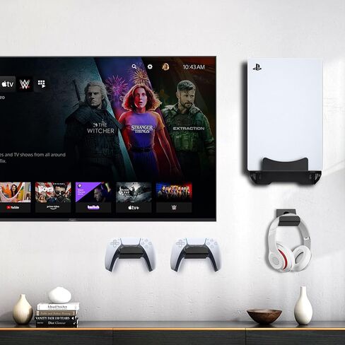 ترقية مجموعة التثبيت على الحائط المتوافقة مع Playstation 5 (القرص والرقمي)، حامل حامل الحائط الفولاذي المصمم متوافق مع مجموعة أدوات التثبيت على الحائط PS5 PS5 مع حامل وحدة التحكم وتعليق سماعة الرأس in Kuwait